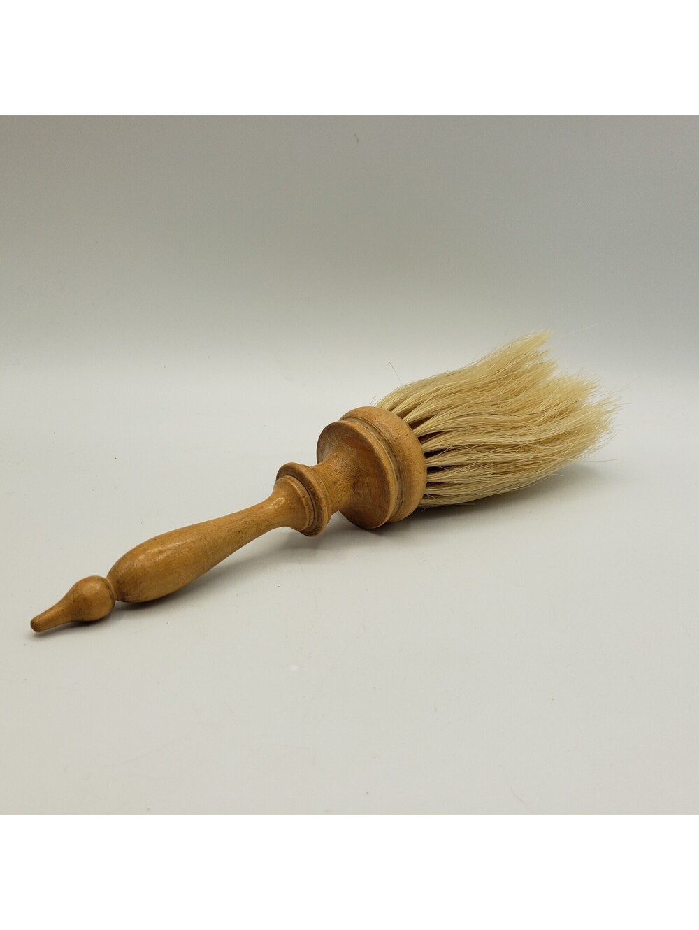 Vintage Barber Brush Horse Hair Wooden Handle Shaving Duster 9”